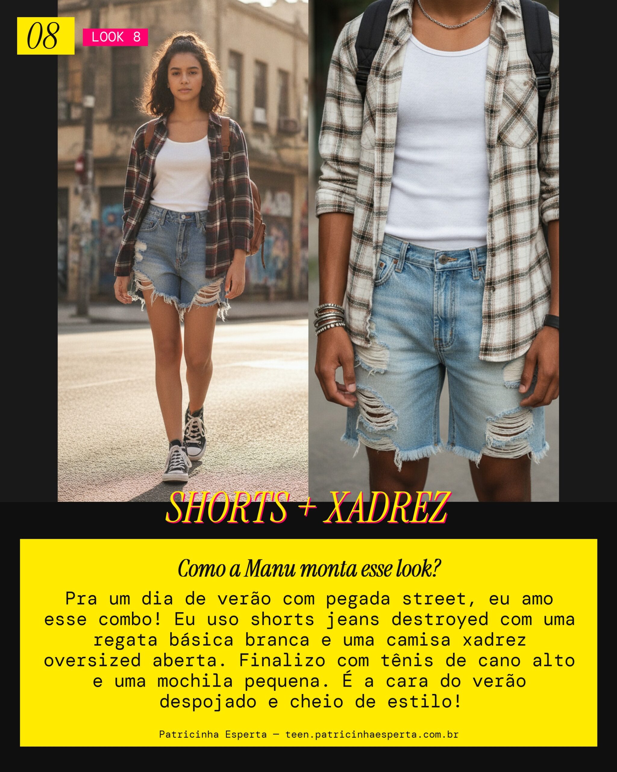 MANU RECOMENDA: Shorts Jeans e Camisa Xadrez pro Verão Street