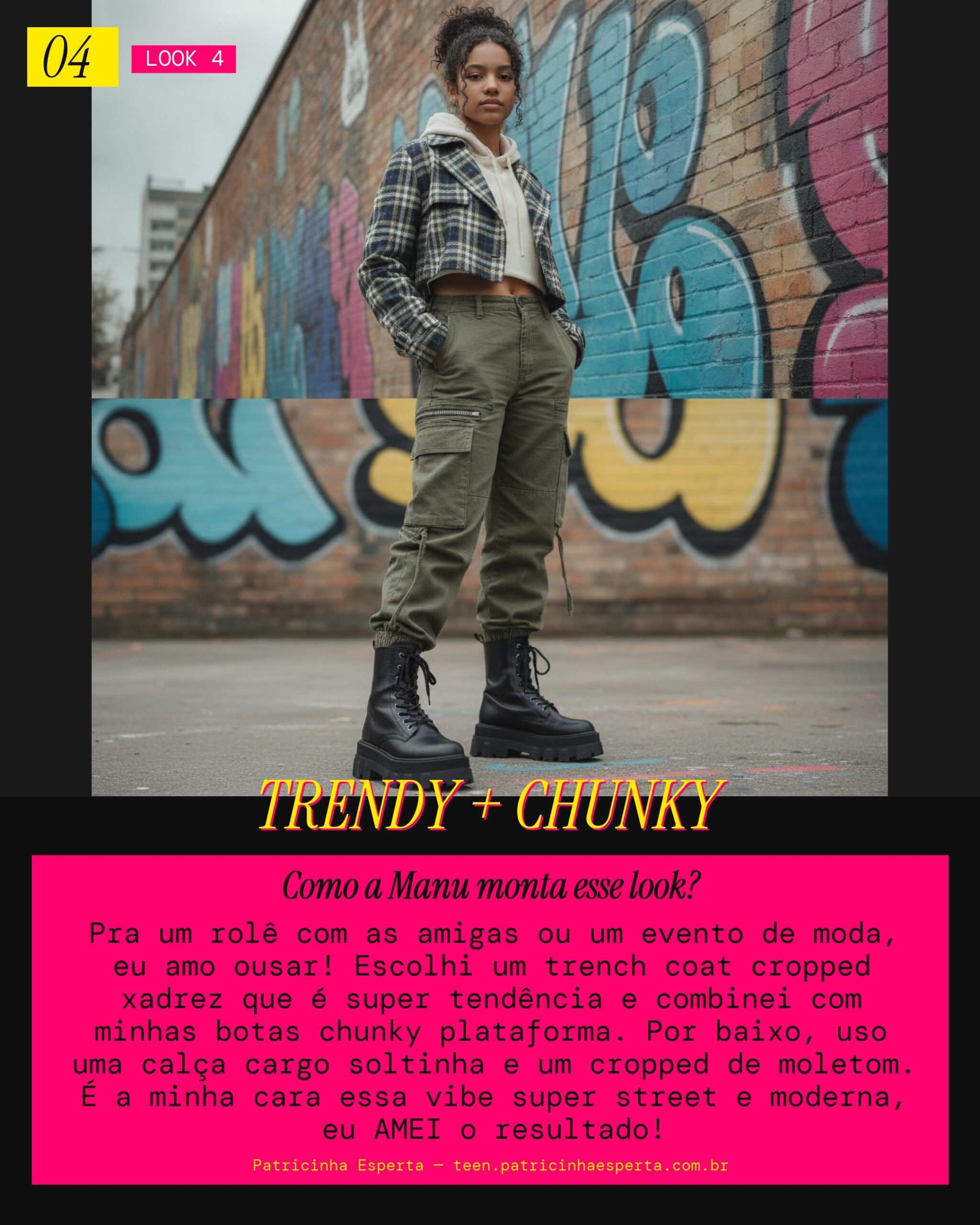 MANU RECOMENDA: Trench Cropped com Botas Chunky Street