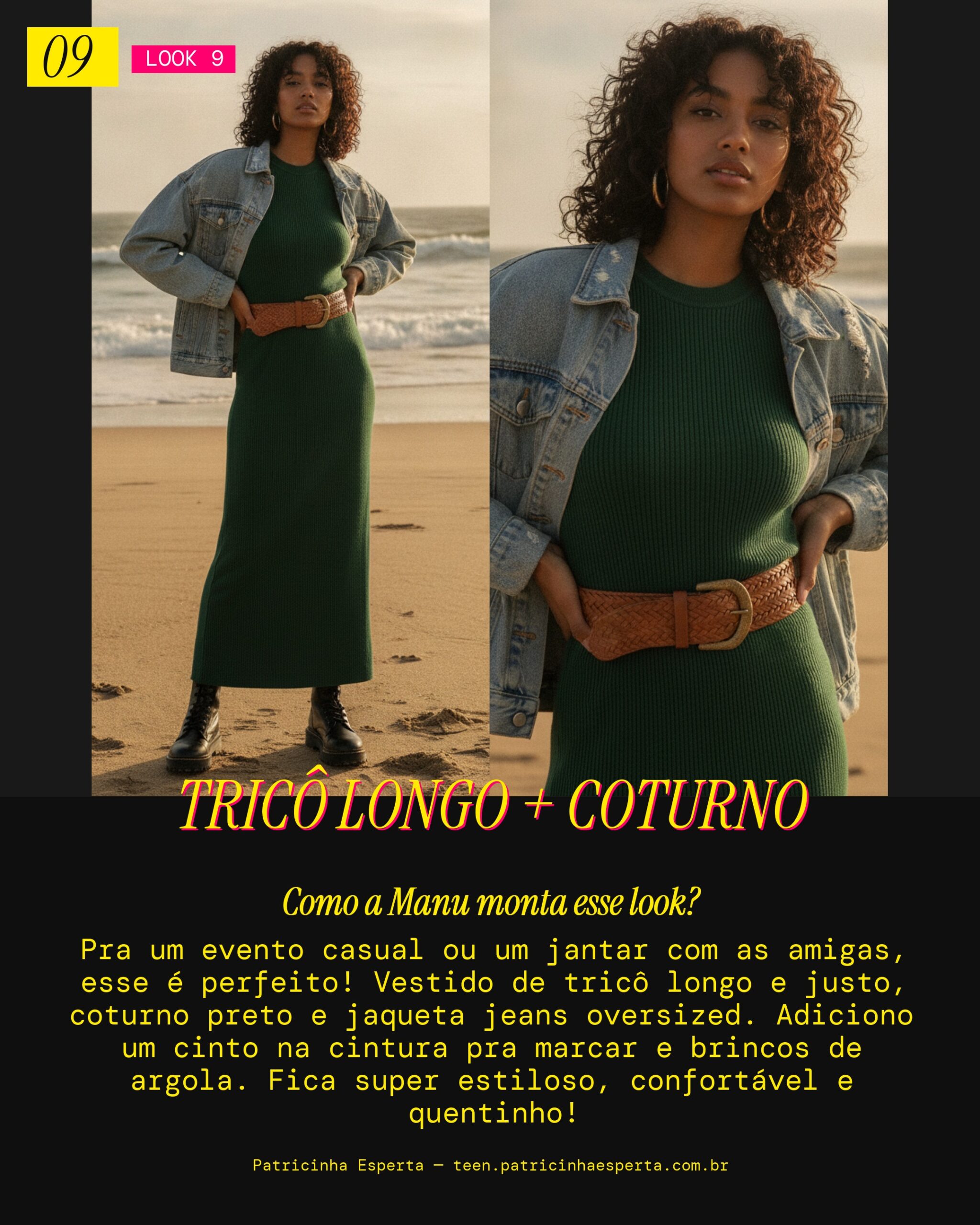 MANU RECOMENDA: Vestido de Tricô Longo e Coturno pra um Evento Casual