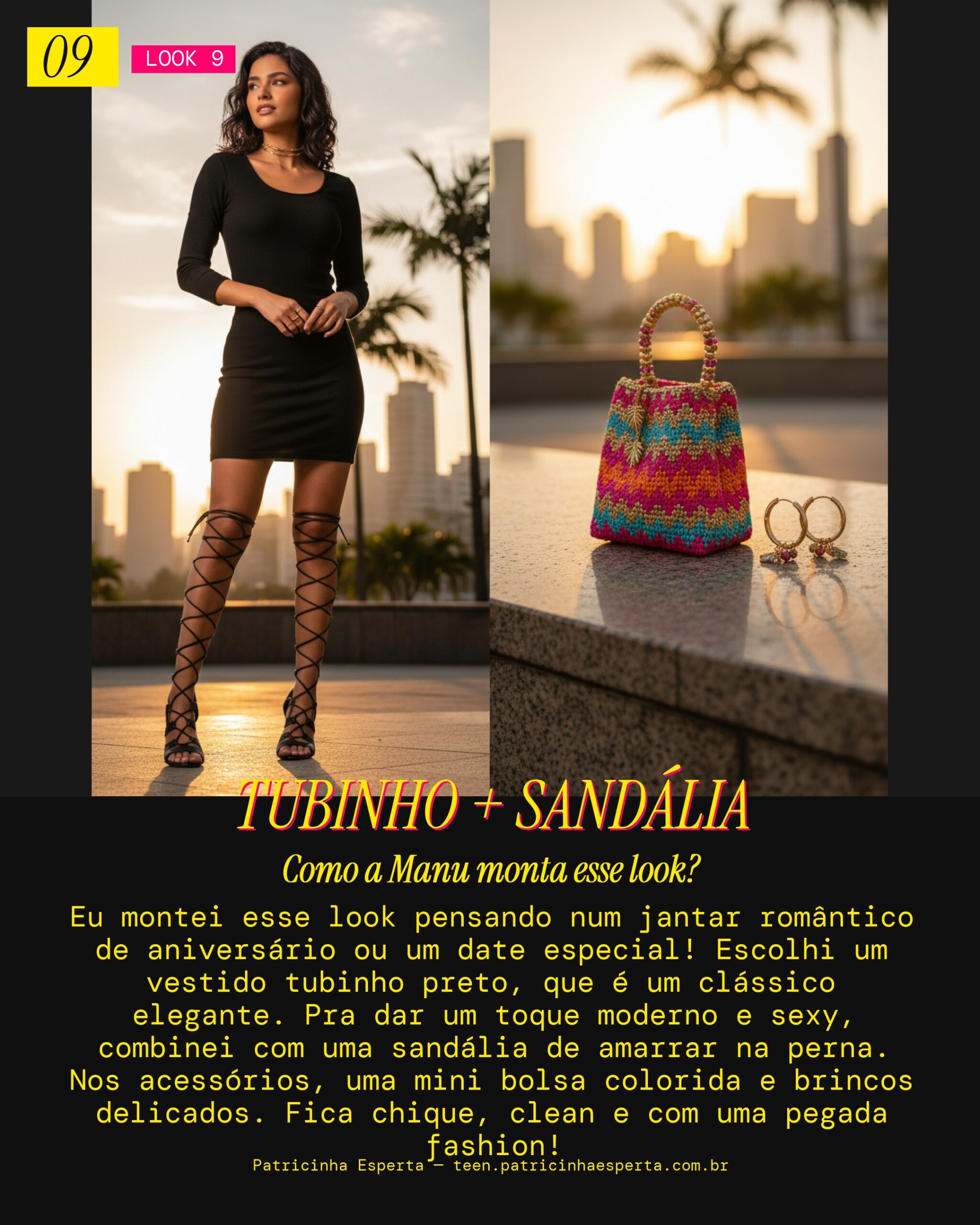 MANU RECOMENDA: Vestido Tubinho Preto com Sandália de Amarrar pra Jantar Romântico de Aniversário