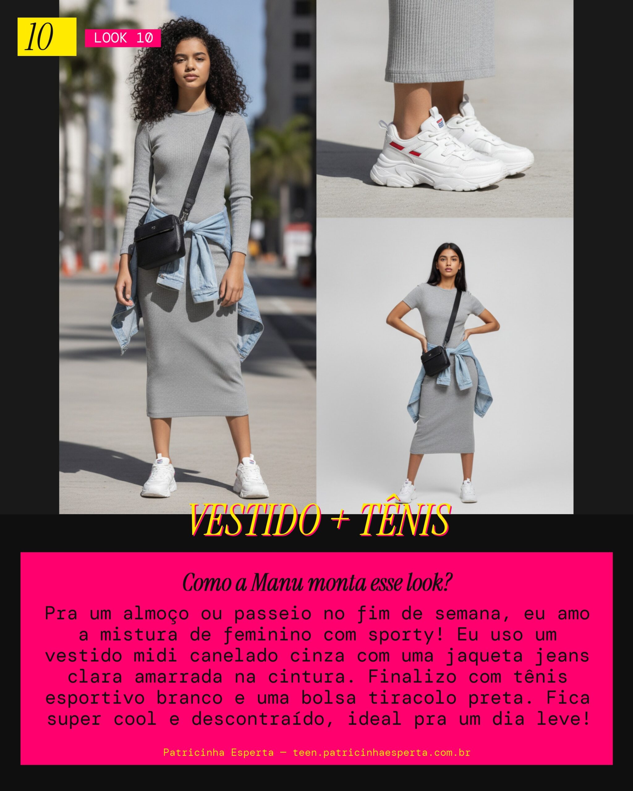 MANU RECOMENDA: Vestido Midi Casual com Tênis Esportivo