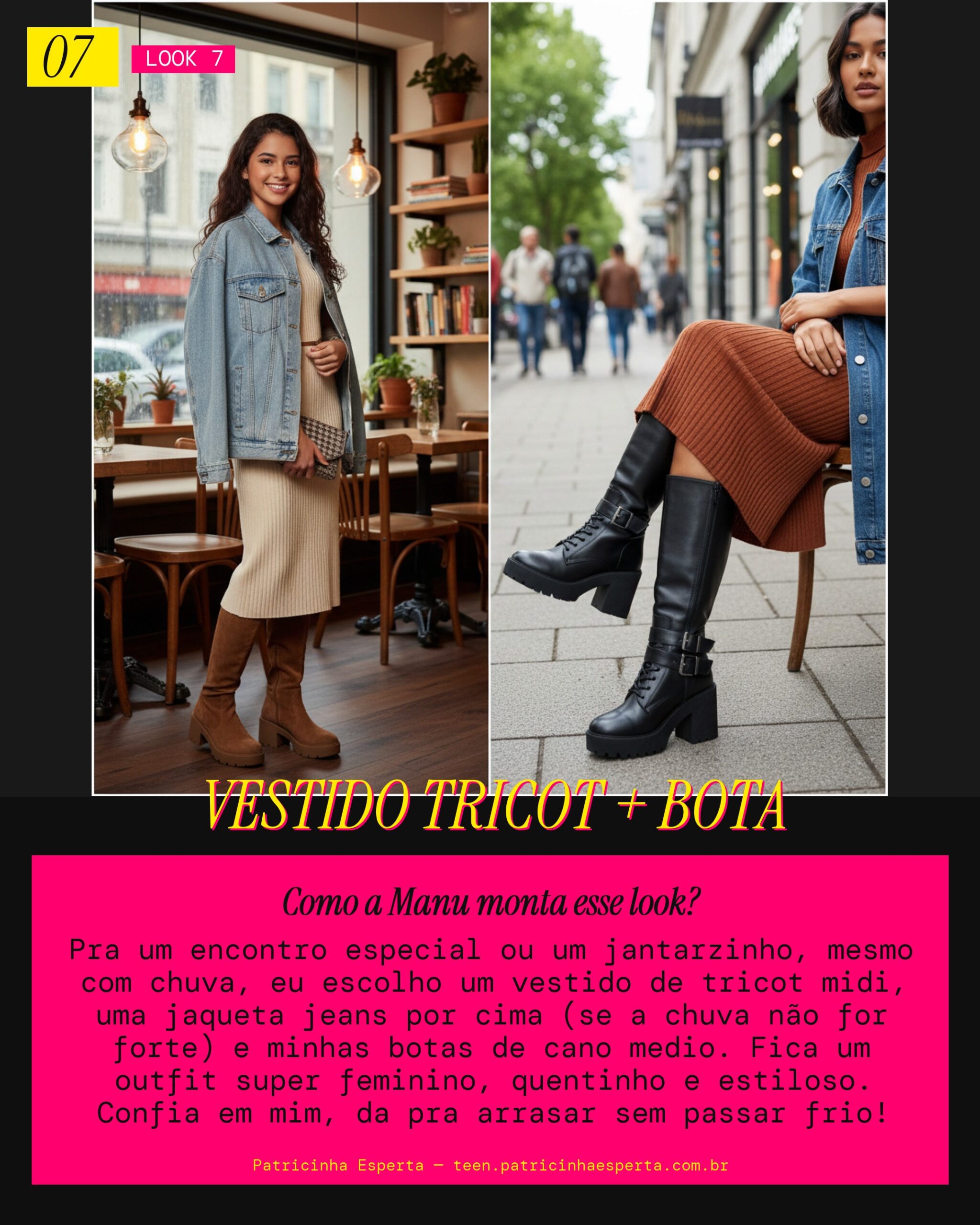 MANU RECOMENDA: Vestido de Tricot para um Encontro Chuvoso