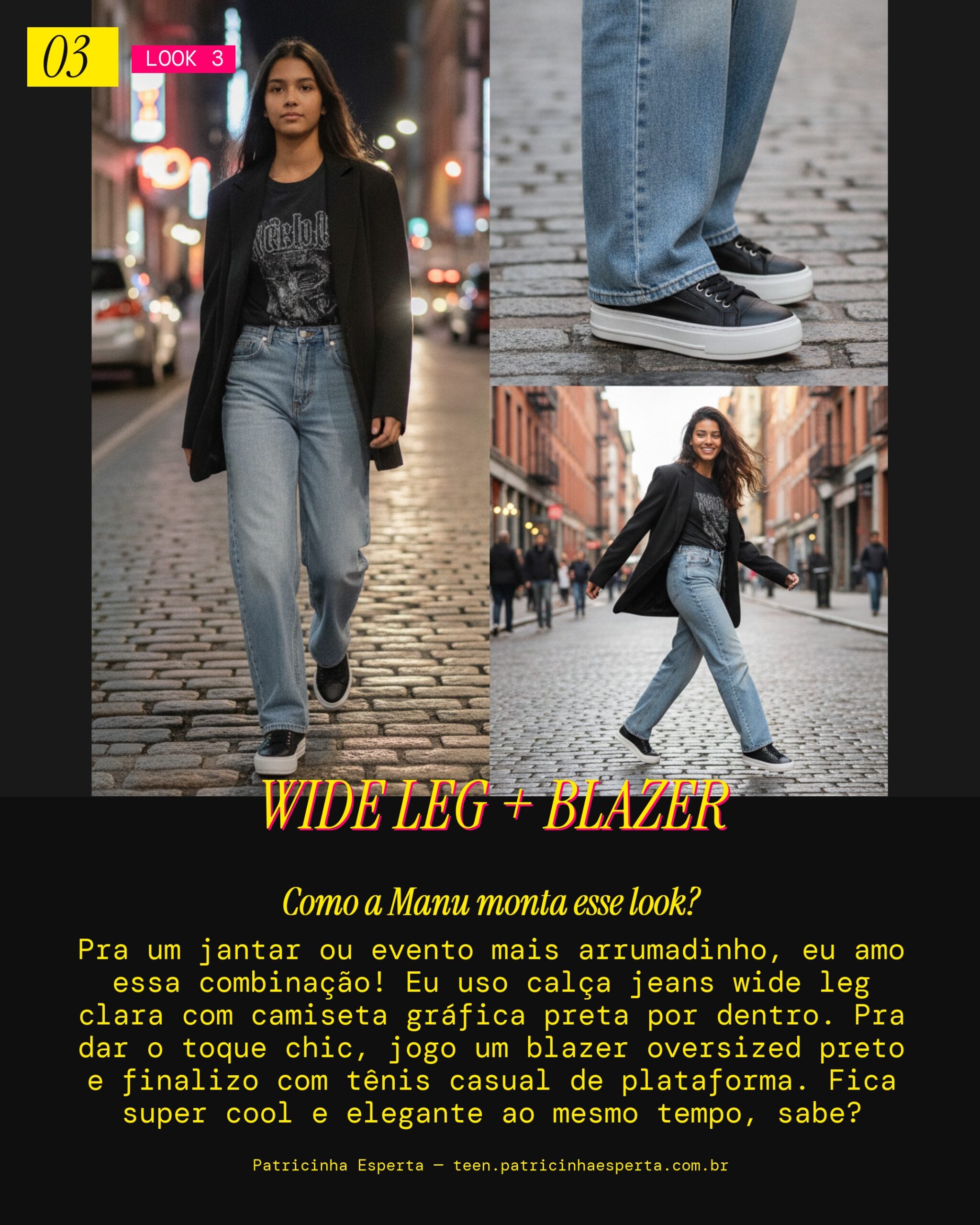 MANU RECOMENDA: Jeans Wide Leg com Toque Chic pra Sair à Noite