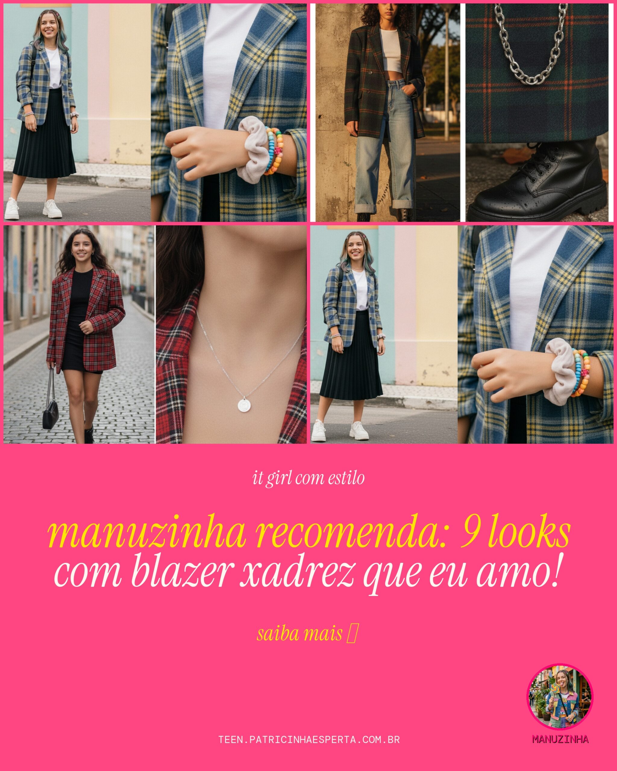 blazer xadrez preppy
