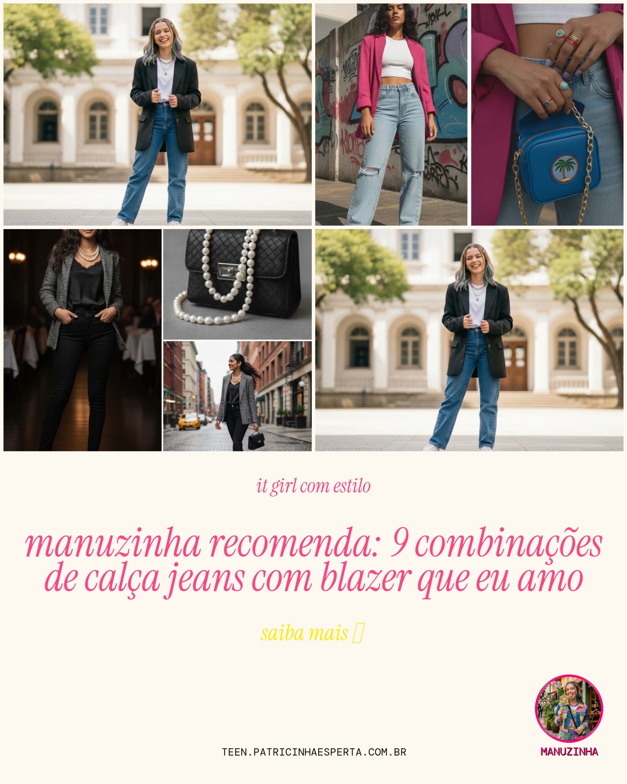 calca jeans com blazer