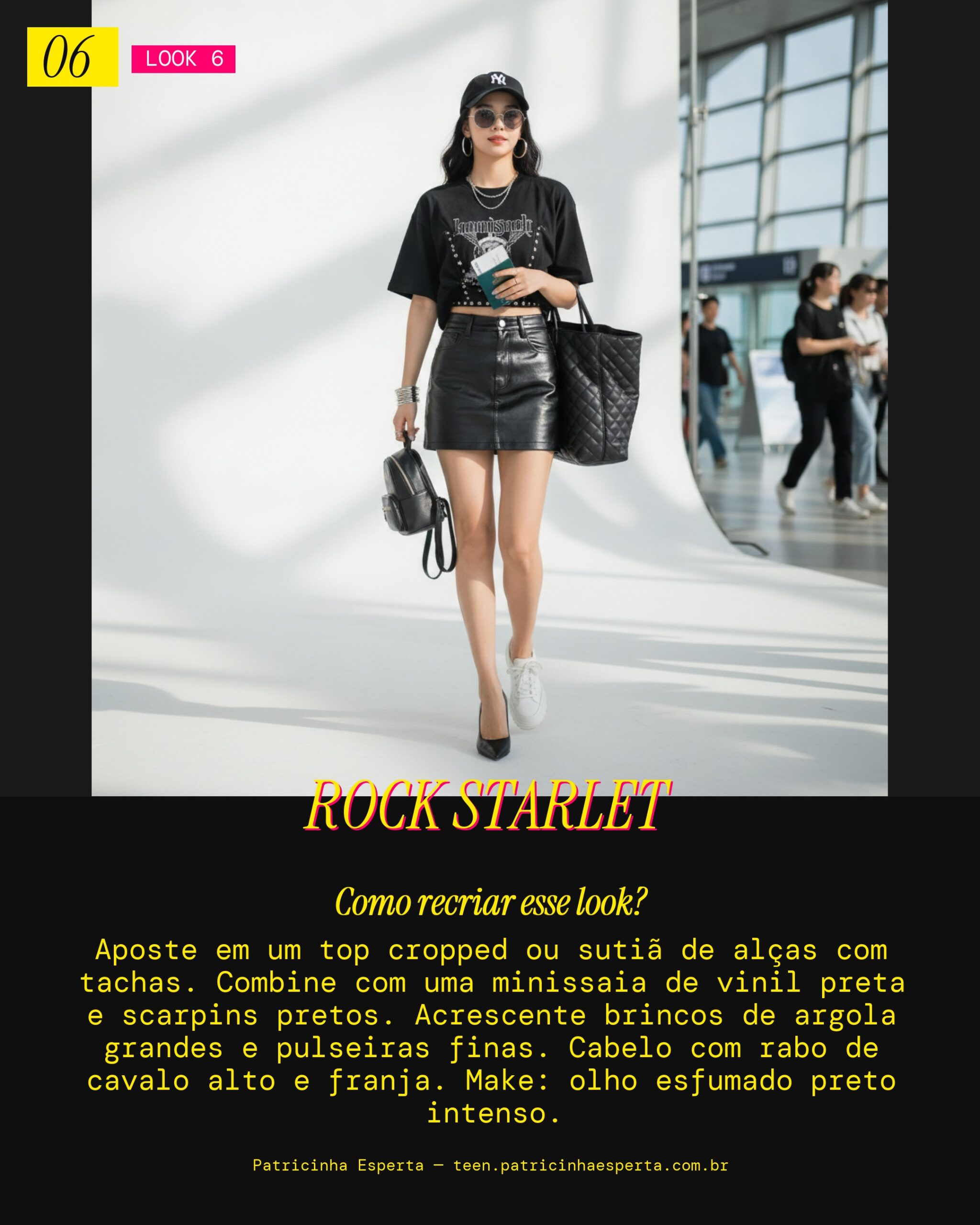 Look 6: Top de Tachas e Saia de Vinil
