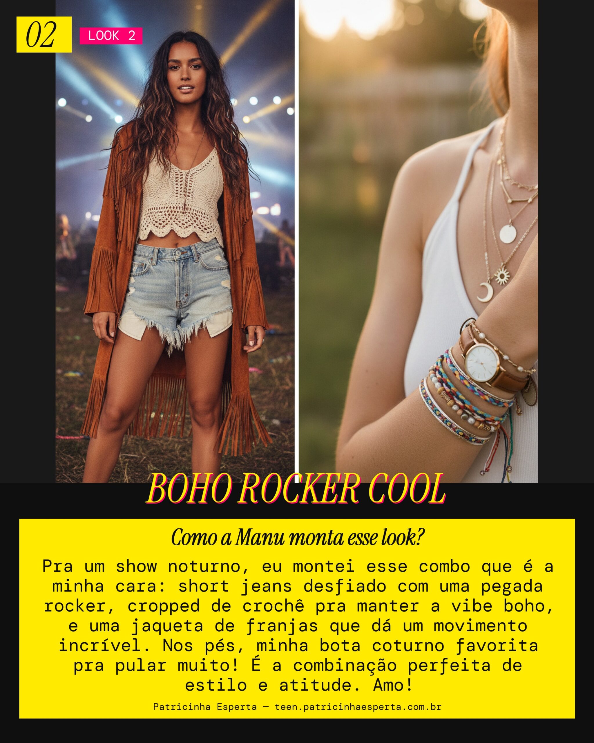 MANU RECOMENDA: Short Jeans Desfiado com Cropped de Crochê pra um Show Noturno
