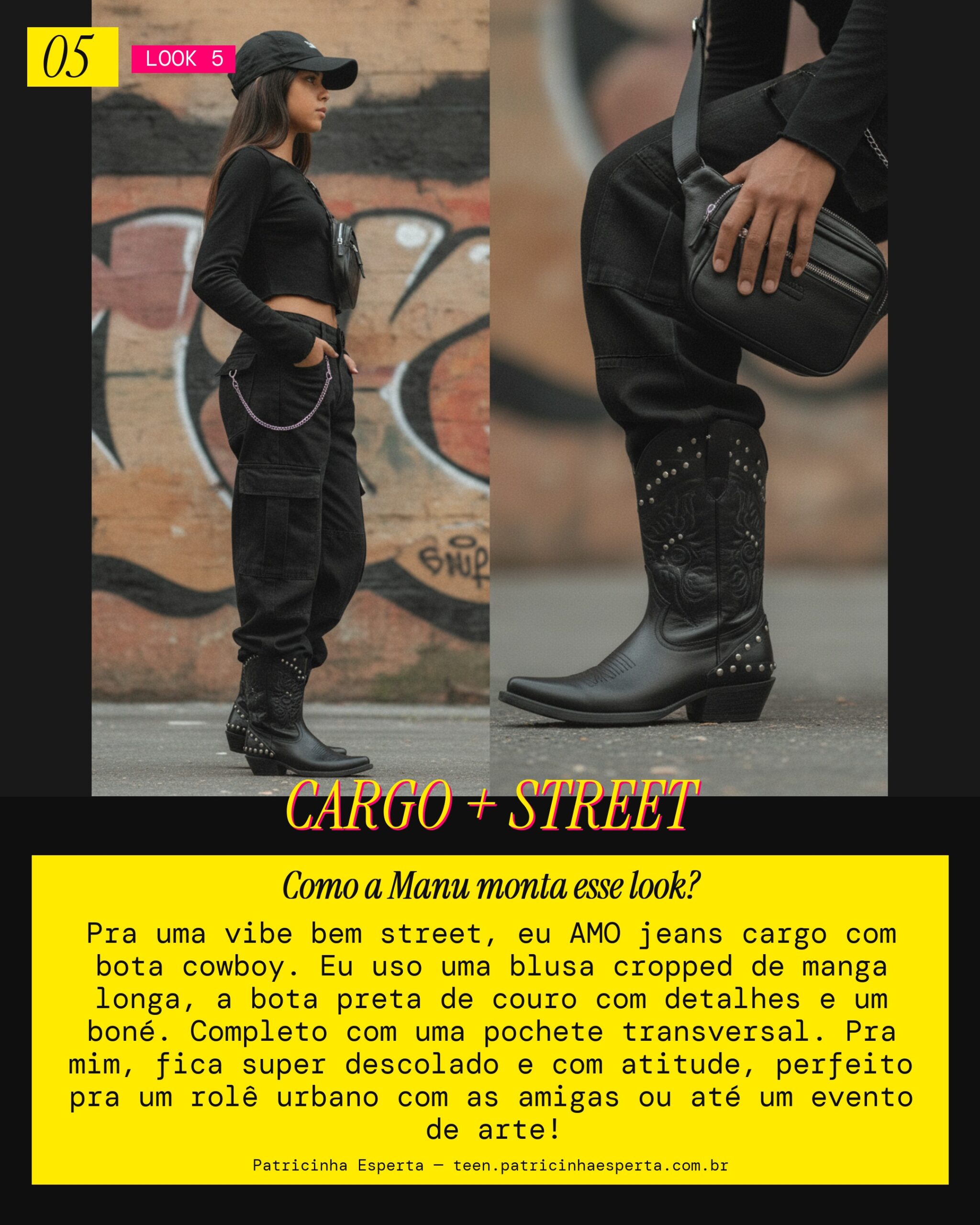 MANU RECOMENDA: Bota Cowboy com Jeans Cargo pra uma Vibe Street