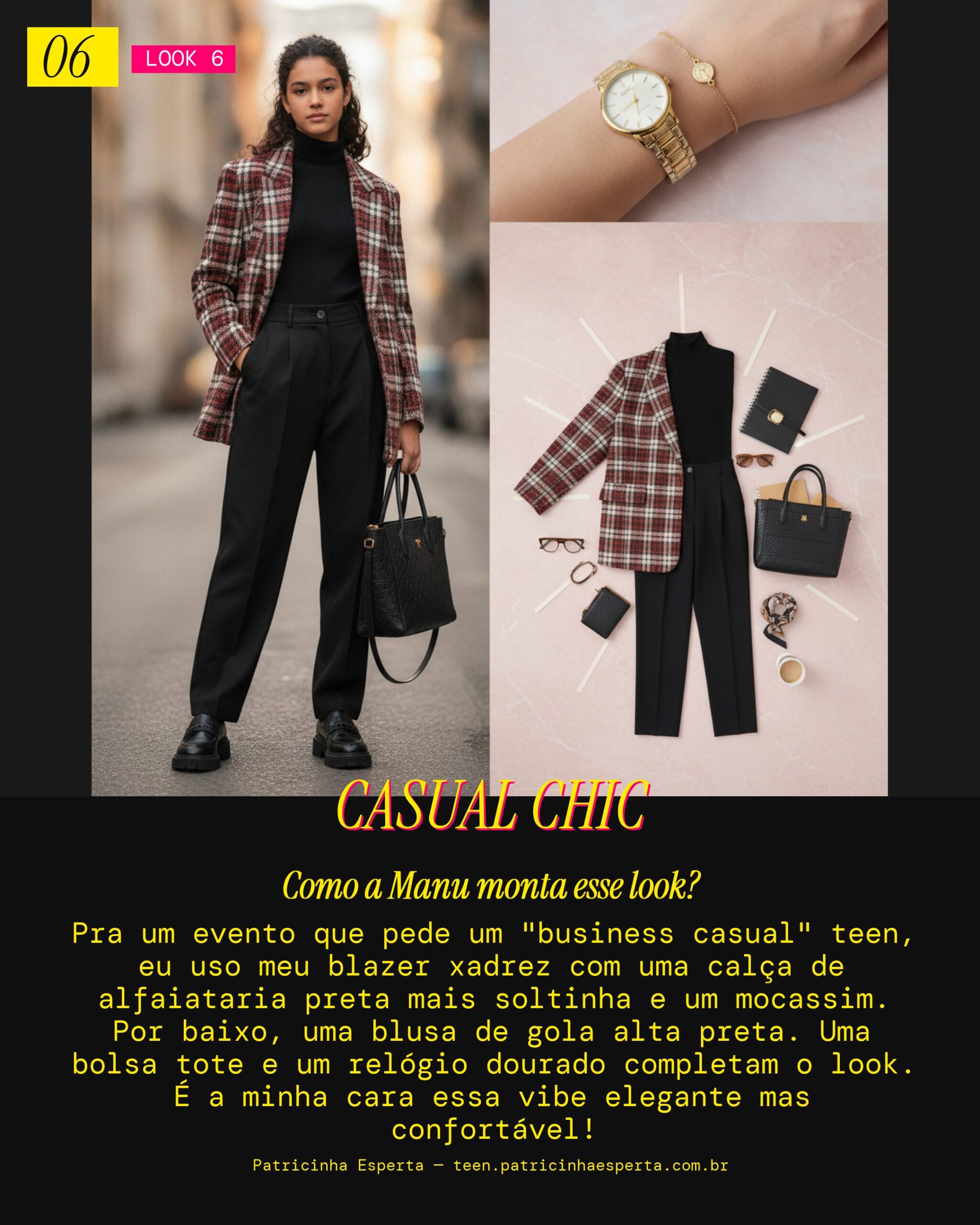MANU RECOMENDA: Blazer Xadrez com Calça de Alfaiataria e Mocassim pra "Business Casual" Teen