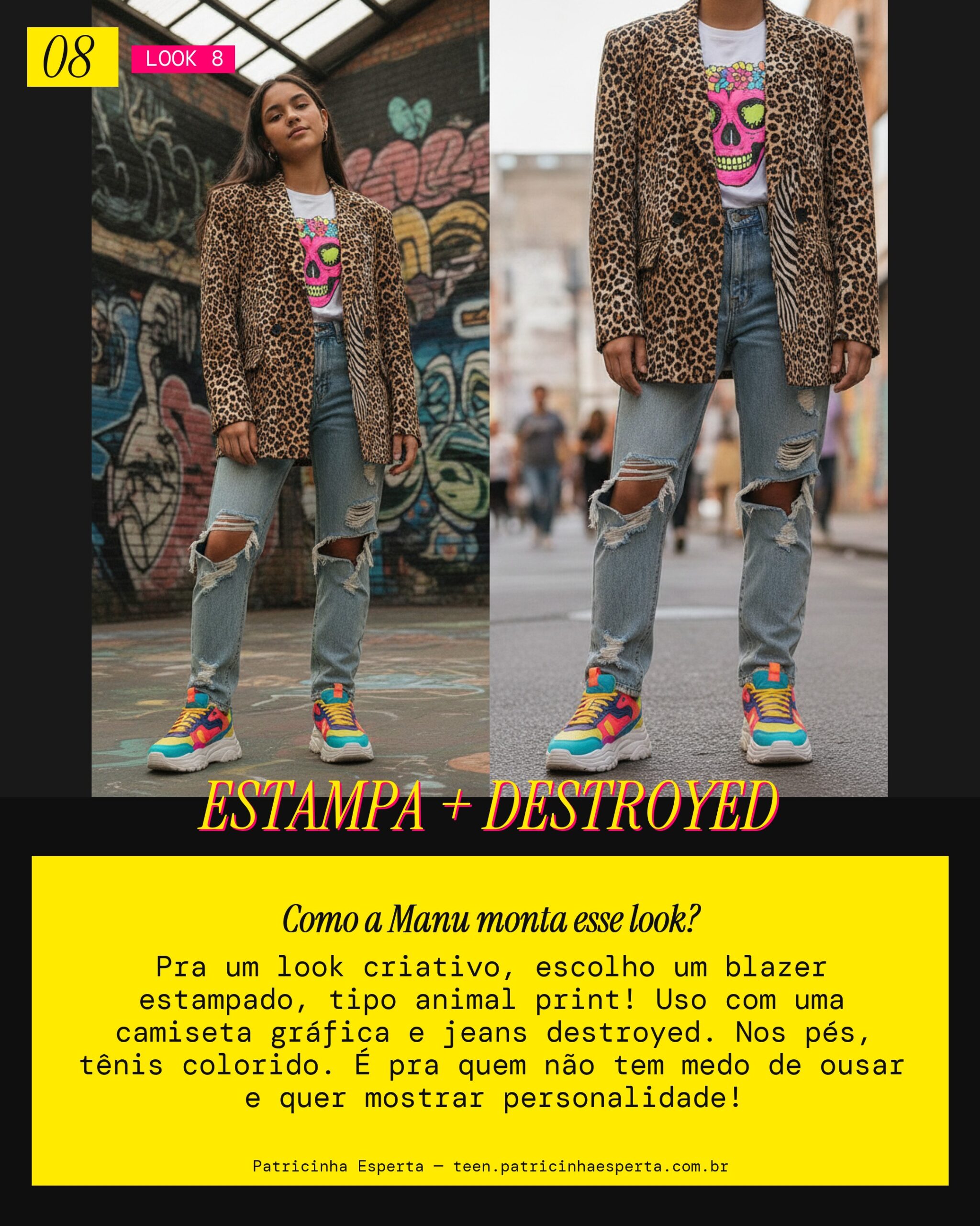 MANU RECOMENDA: Blazer Estampado e Jeans Destroyed pra um Evento Criativo