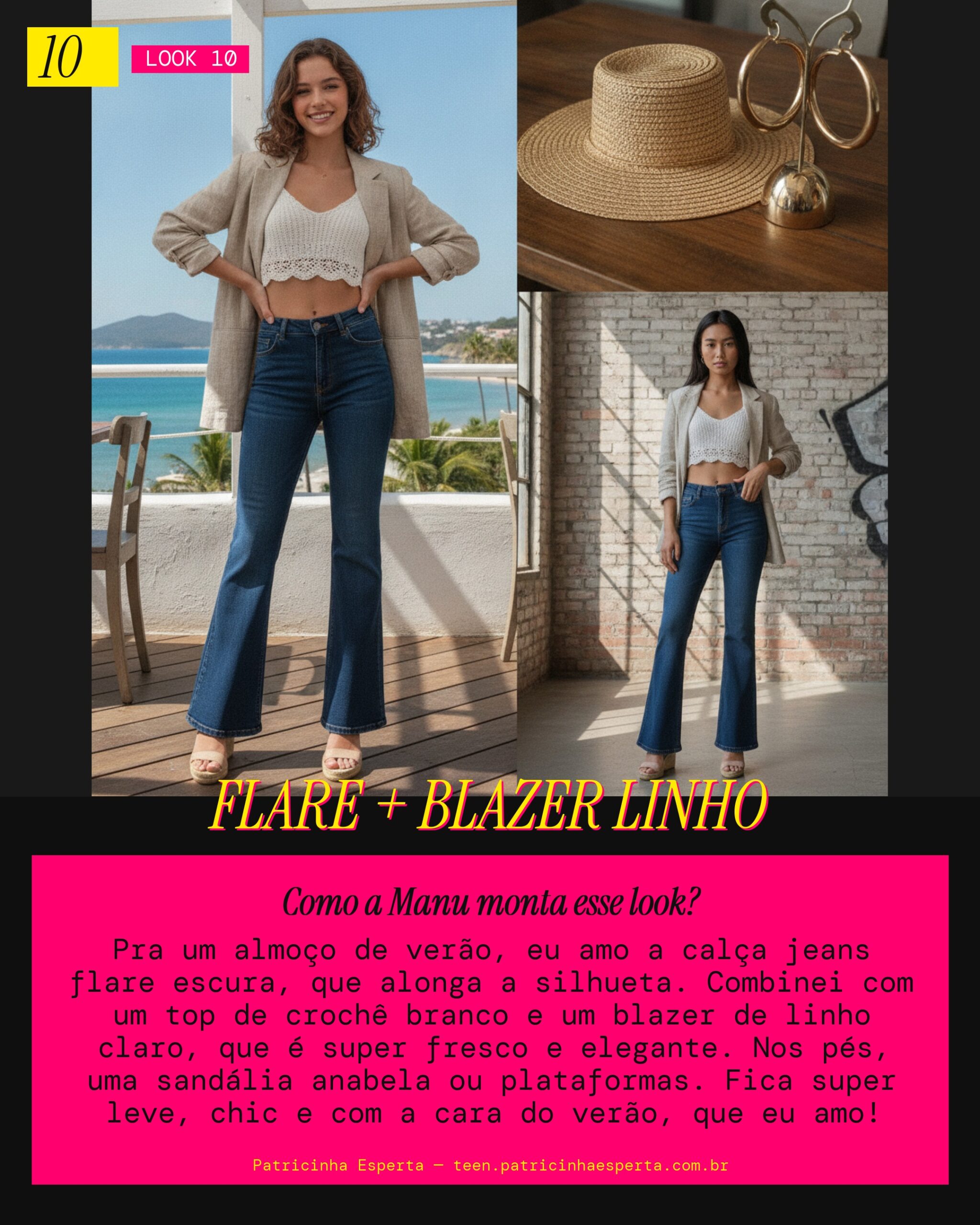 MANU RECOMENDA: Jeans Escuro Flare com Blazer de Linho pra um Almoço de Verão