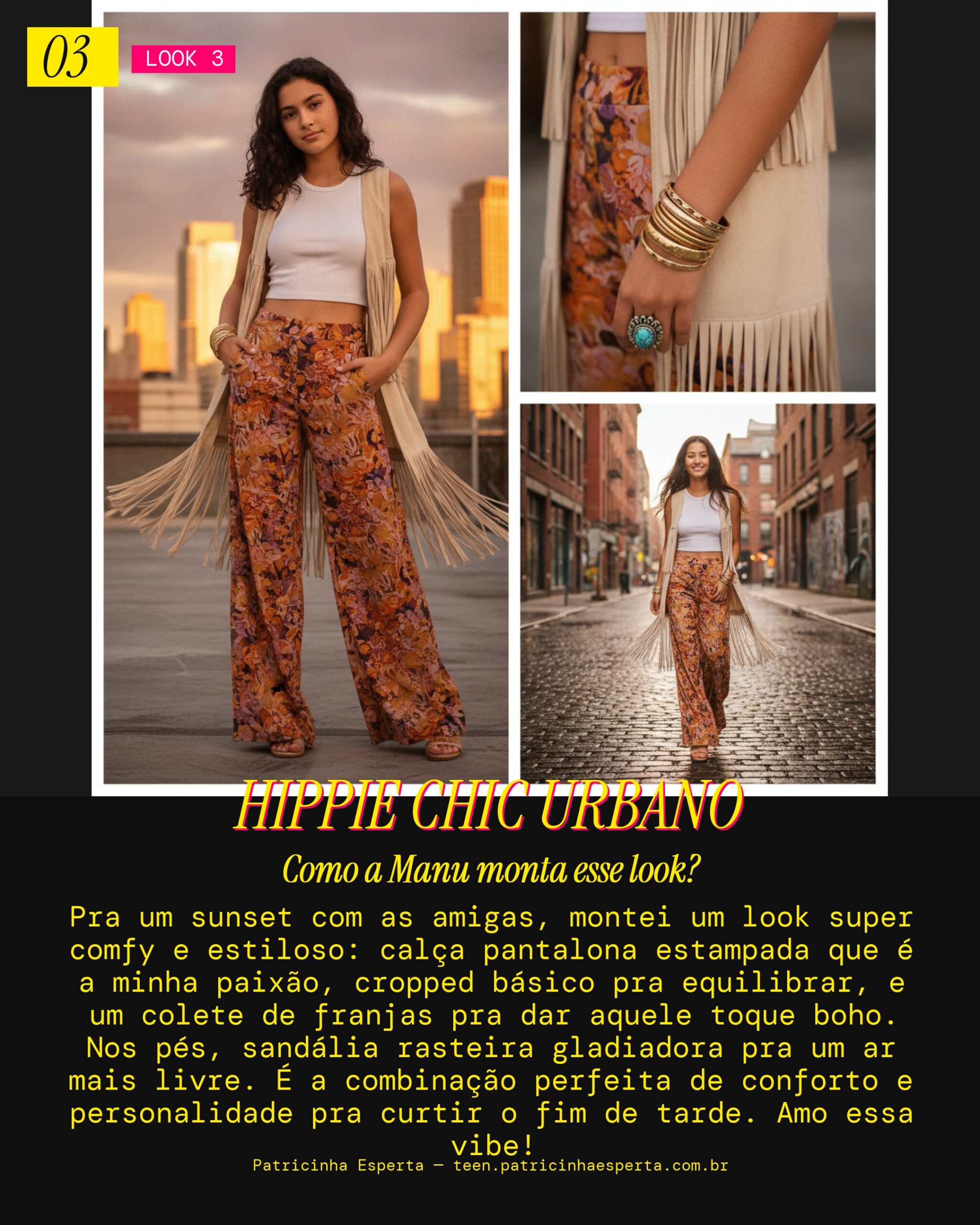 MANU RECOMENDA: Calça Pantalona Estampada pra um Sunset com as Amigas