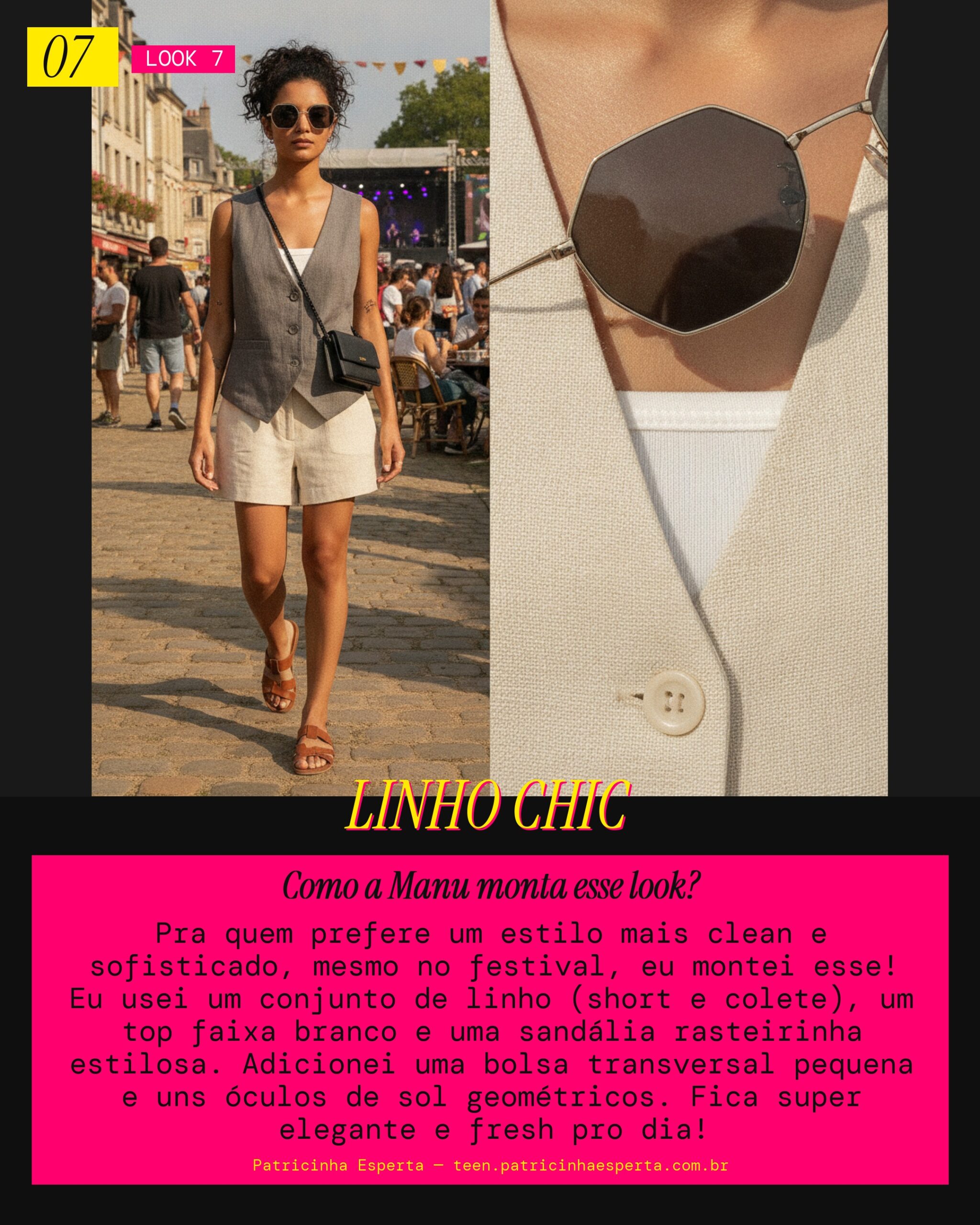 MANU RECOMENDA: Minimalista Cool com Conjunto de Linho pro Festival