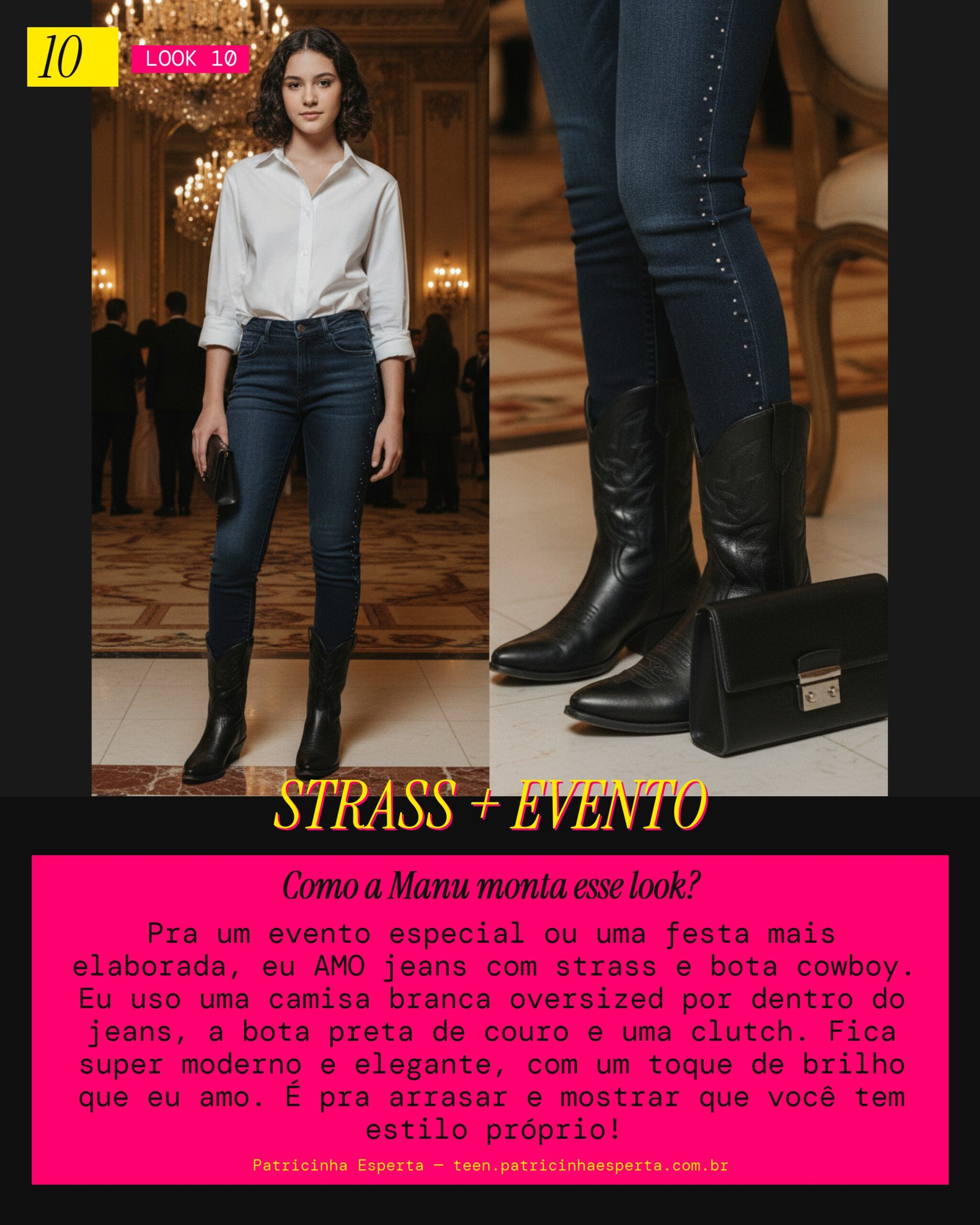 MANU RECOMENDA: Bota Cowboy com Jeans com Strass e Camisa Branca pra Evento