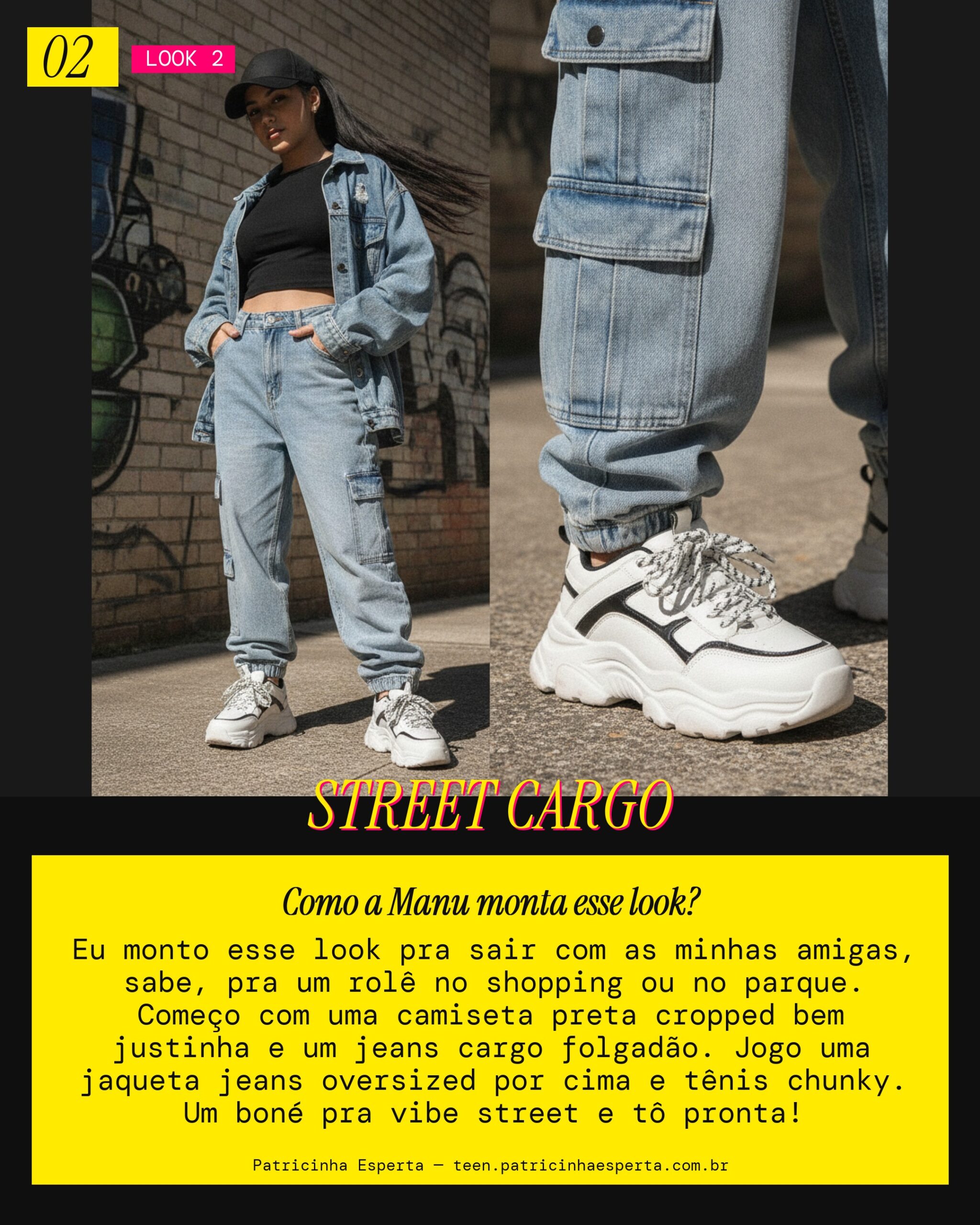 MANU RECOMENDA: Camiseta Cropped e Jeans Cargo pra Rolê com as Amigas