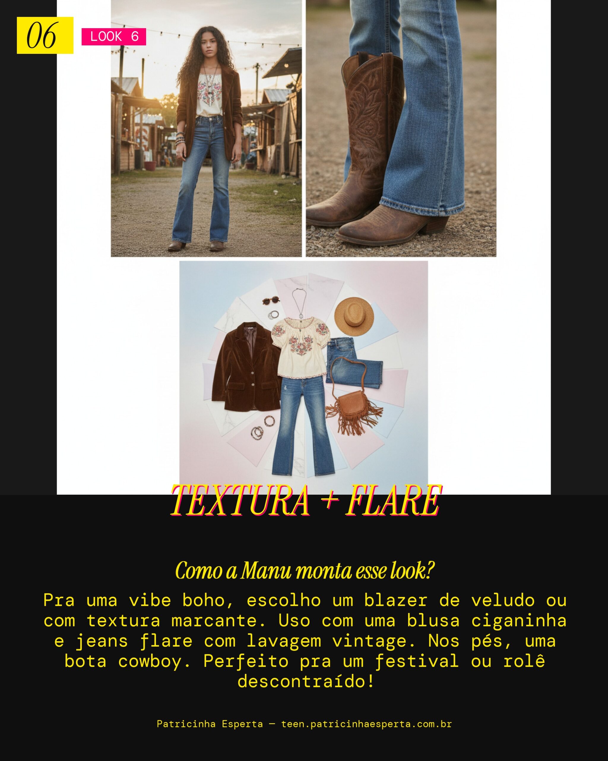 MANU RECOMENDA: Blazer Texturizado e Jeans Flare pra um Festival