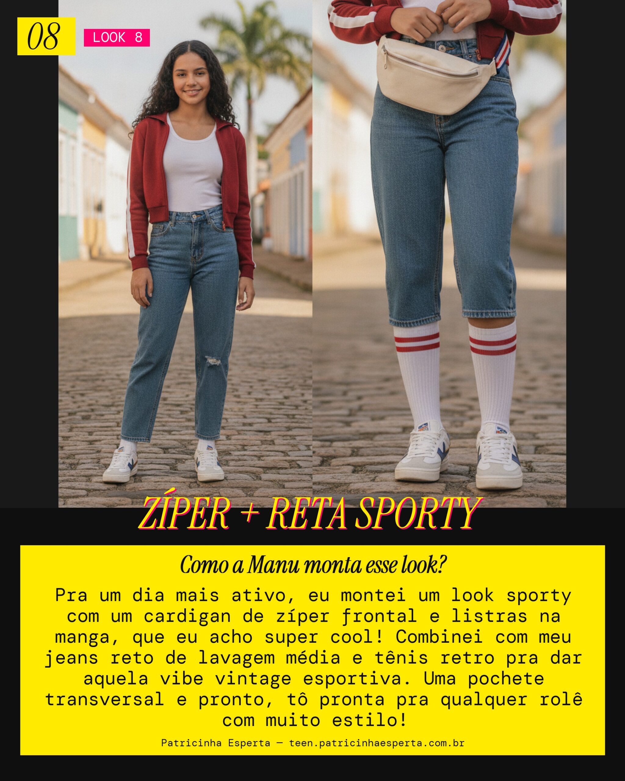 MANU RECOMENDA: Cardigan Zíper com Jeans Reta Vibe Sporty